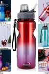 1000ml Gradient Sports Water Bottle with Flip Top and Sealed Cap, BPA- Free PVC Material, Leakproof, Durable with Easy Carry Strap, Ideal for Christmas, Halloween, New Year Festivities- Uncharged Large Capacity Bottle with Bonus Straw