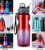 1000ml Gradient Sports Water Bottle with Flip Top and Sealed Cap, BPA- Free PVC Material, Leakproof, Durable with Easy Carry Strap, Ideal for Christmas, Halloween, New Year Festivities- Uncharged Large Capacity Bottle with Bonus Straw